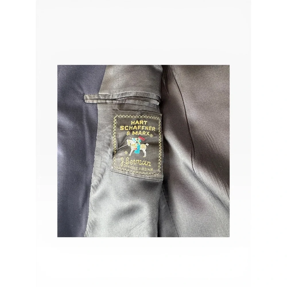 Hart Schaffner Marx Mens 40L Navy Blue Wool Blazer Gold Buttons Micron‎ 2000